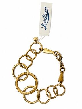 Lucky Brand Gold Tone Circle Link Bracelet Chunky Chain Statement Bracelet NWT